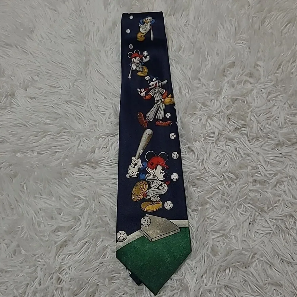 Vintage Disney Unlimited Tie Mickey Goofy Donald Baseball Teacher Coach